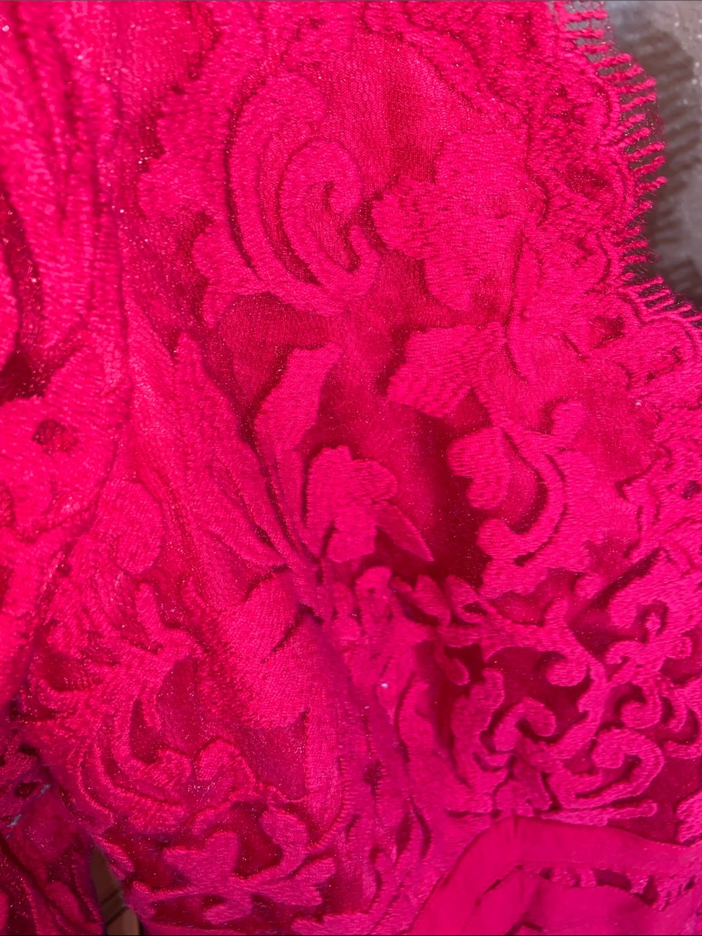 Red Lace V-Neck Women's Dress - Picture 2 of 4